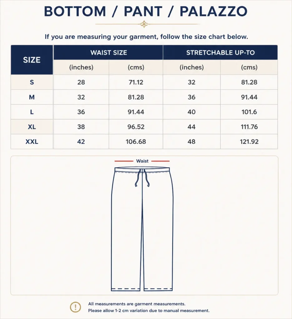 chikan kurti bottom chart